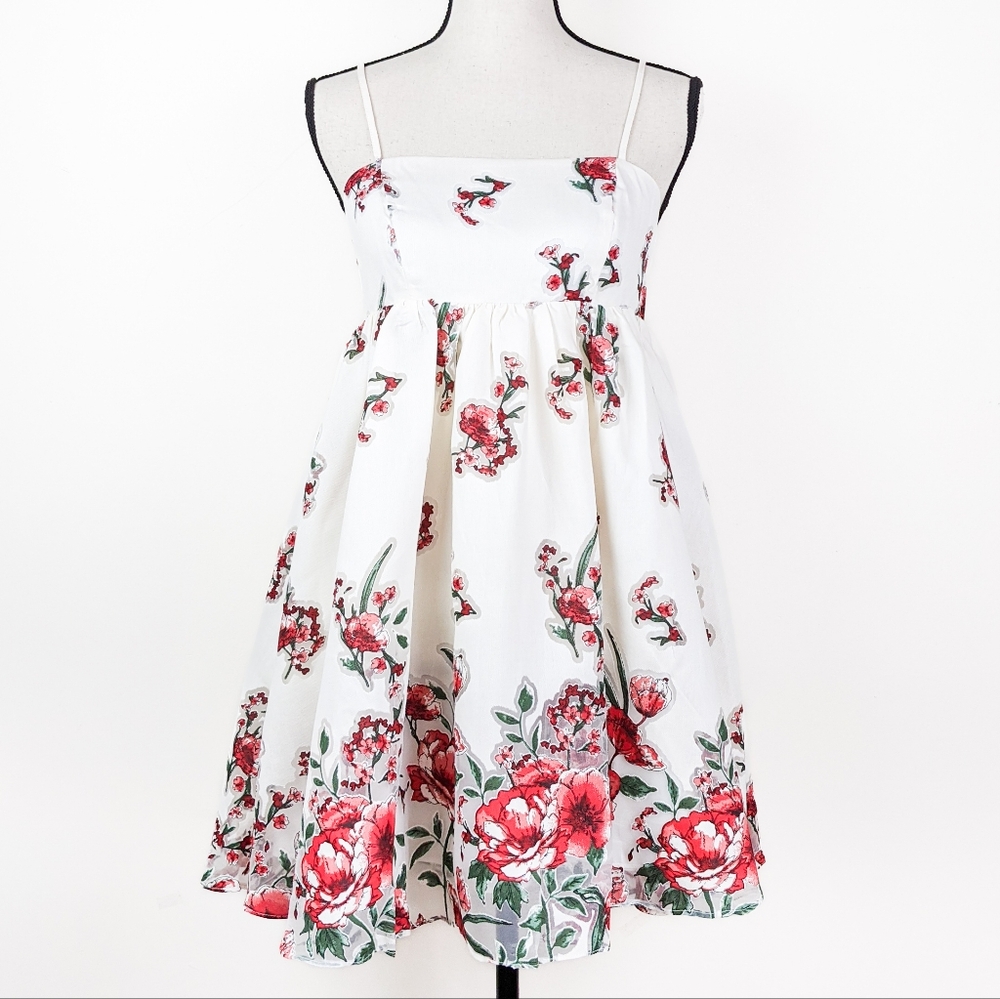 💜🦋LAST🦋 NWT Storia Strappy Floral Burnout Baby Doll Mini Dress, Size Large